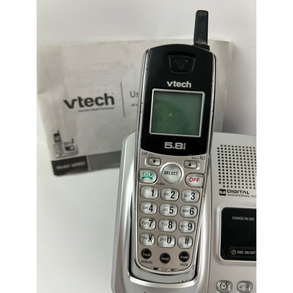 V Tech IA5863 Phone Answering System Caller ID Cordless Call Silver Black - Picture 2 of 7